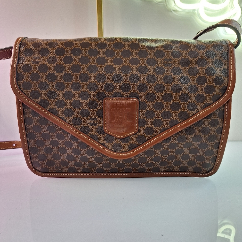Celine Brown Patterned Crossbody Bag
